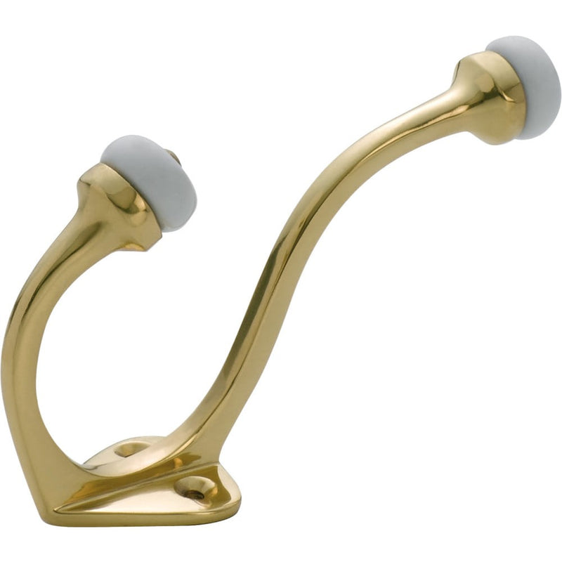Hat & Coat Hook Porcelain Tip Polished Brass H115xP75mm
