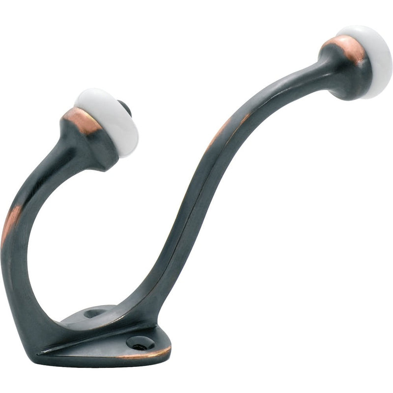 Hat & Coat Hook Porcelain Tip Antique Copper H115xP75mm