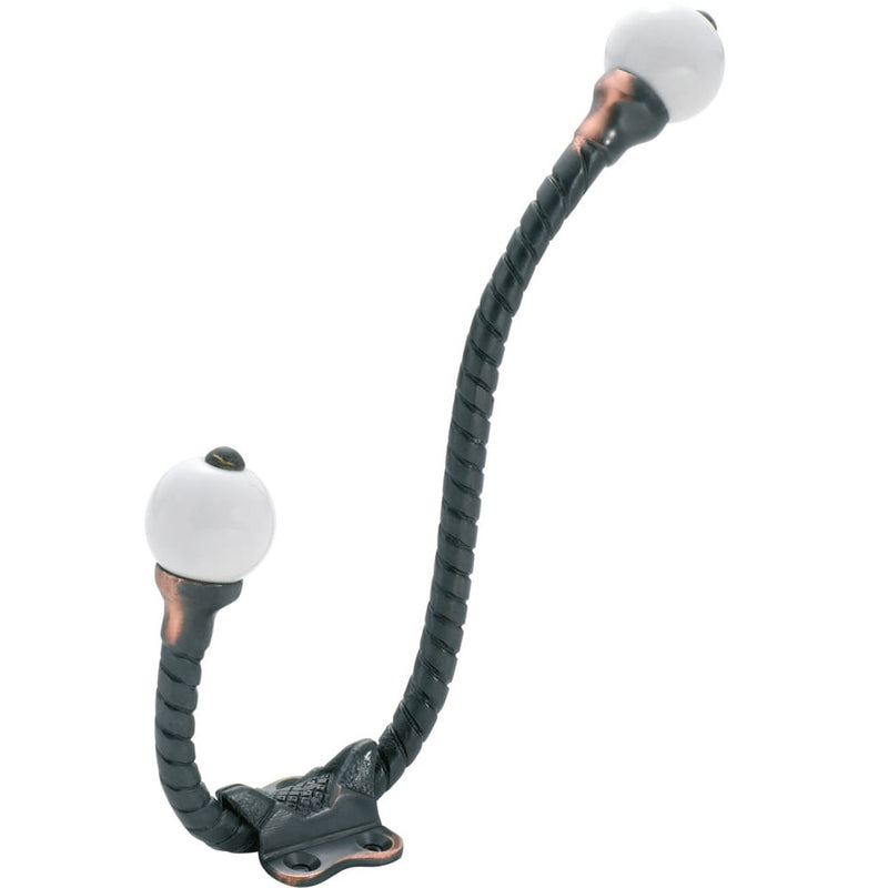 Hat & Coat Hook Porcelain Tip Rope Antique Copper H160xP120mm