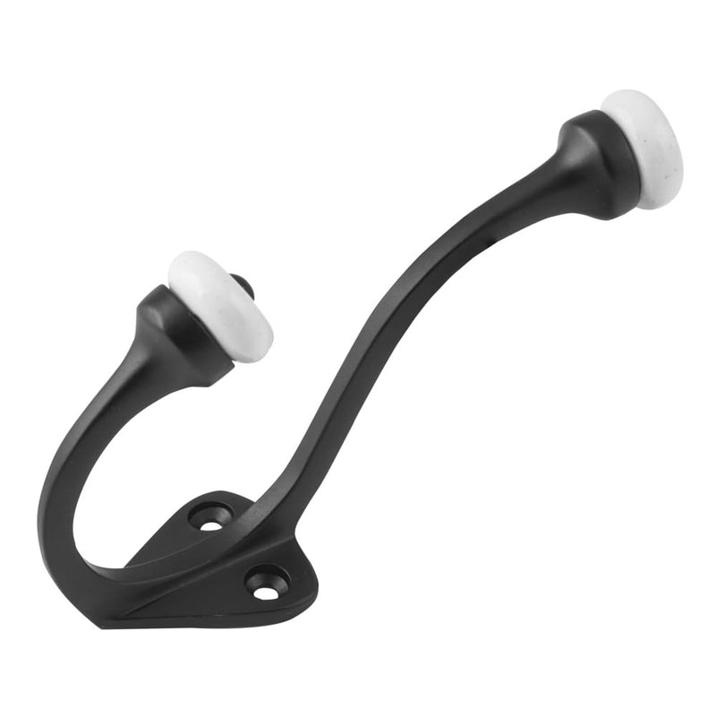 Hat & Coat Hook Porcelain Tip Matt Black H115xP75mm