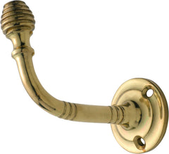 Curtain Tie Back Hook Reeded Polished Brass H40xP75mm