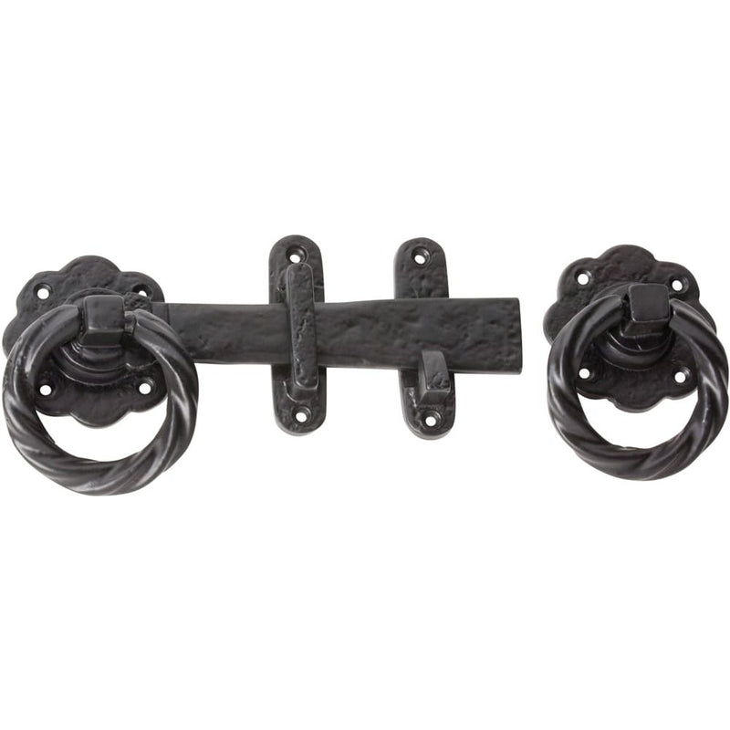 Gate Latch Set Iron Matt Black H80xL200xD70mm BP60mm