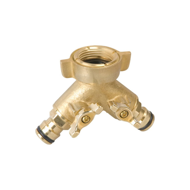 Adaptor Twin Tap ClickOn Brass