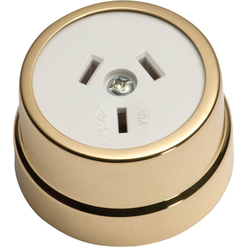 Socket Traditional White Mechanism Polished Brass