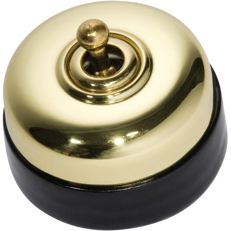 Switch Black Porcelain Base Polished Brass