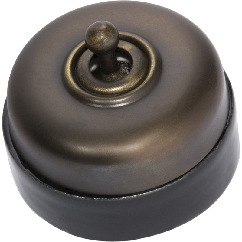 Switch Black Porcelain Base Antique Brass