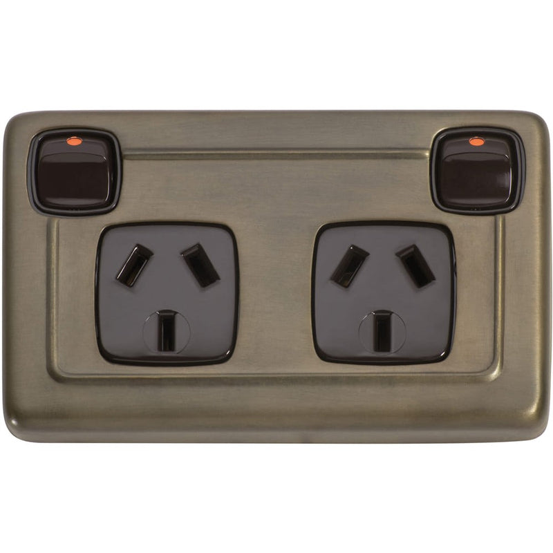 Socket Flat Plate Rocker Double Brown Antique Brass