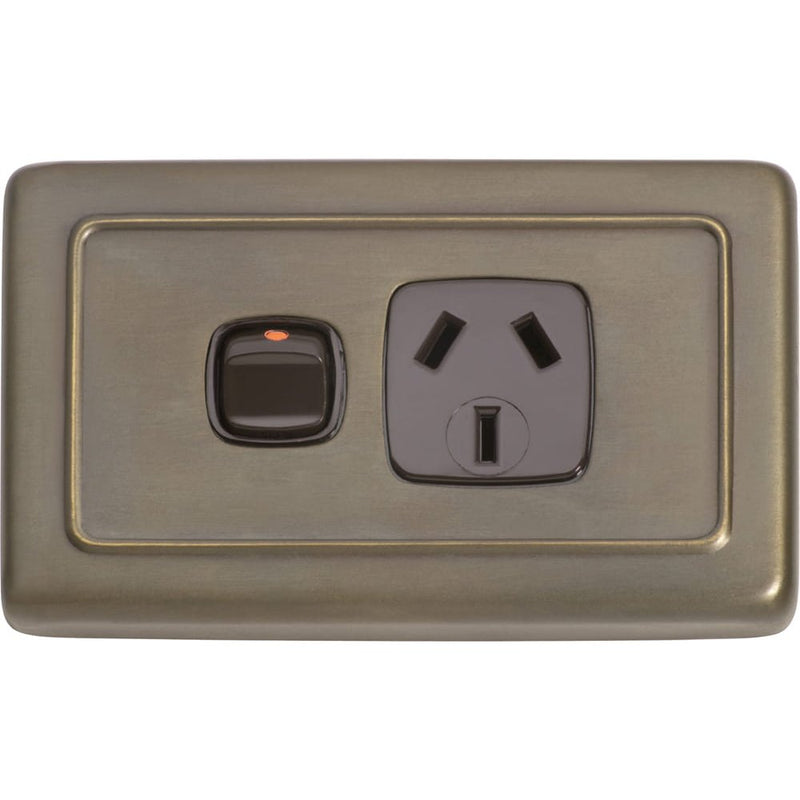 Socket Flat Plate Rocker Single Brown Antique Brass