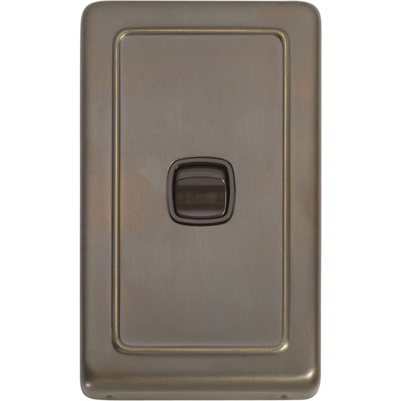 Switch Flat Plate Rocker 1 Gang Brown Antique Brass