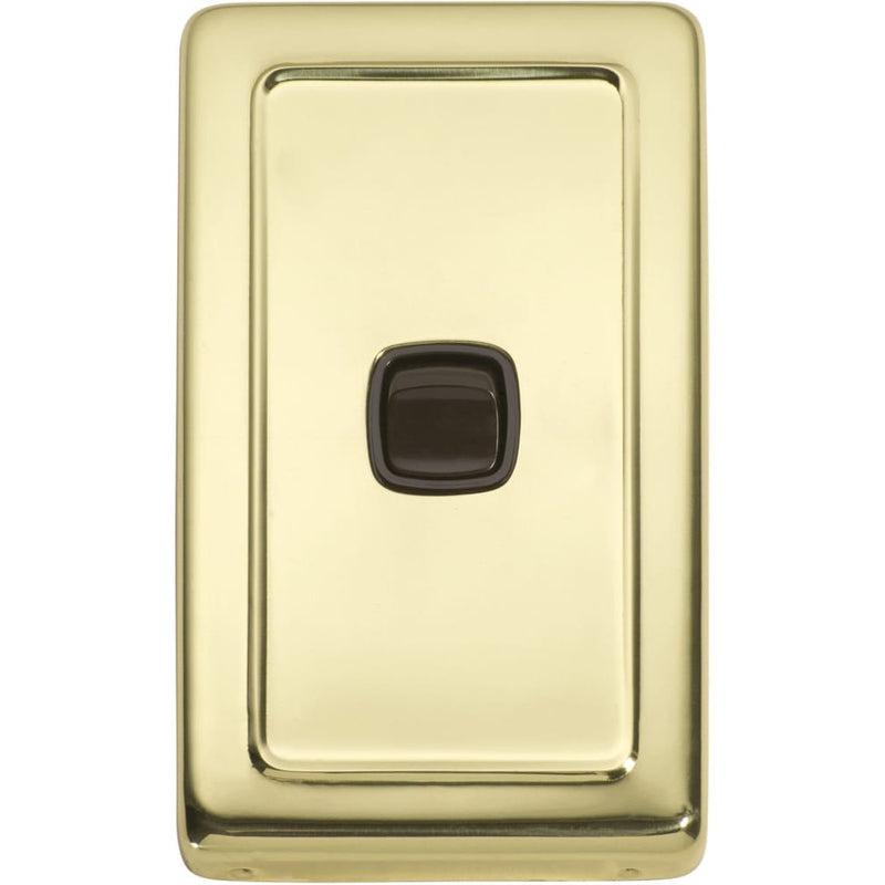 Switch Flat Plate Rocker 1 Gang Brown Polished Brass