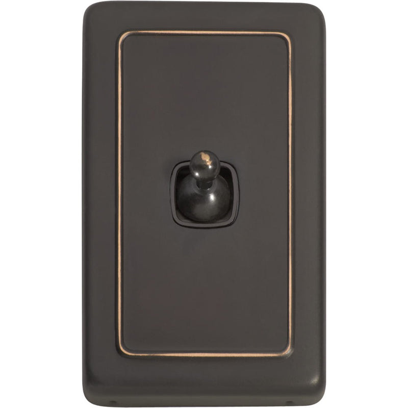 Switch Flat Plate Toggle 1 Gang Brown Antique Copper