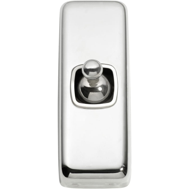 Switch Flat Plate Toggle 1 Gang White Chrome Plated