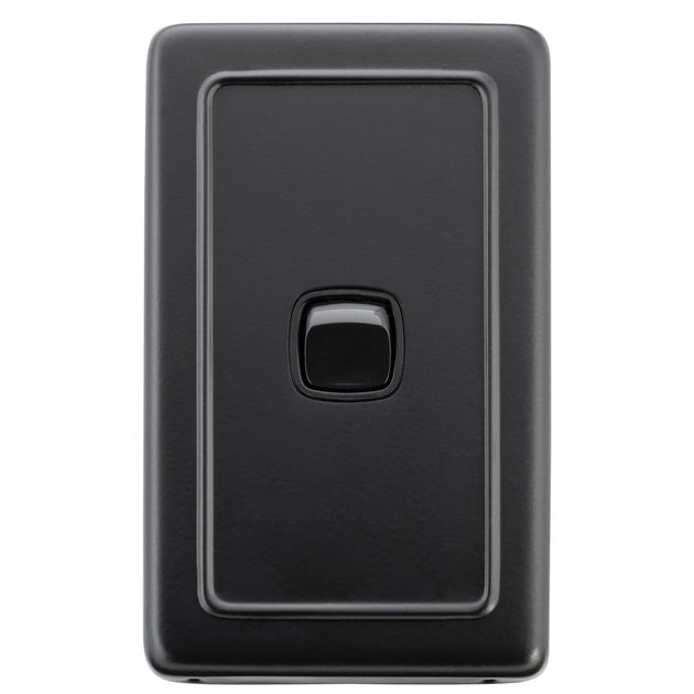 Switch Flat Plate Rocker 1 Gang Matt Black | Paddington Hardware