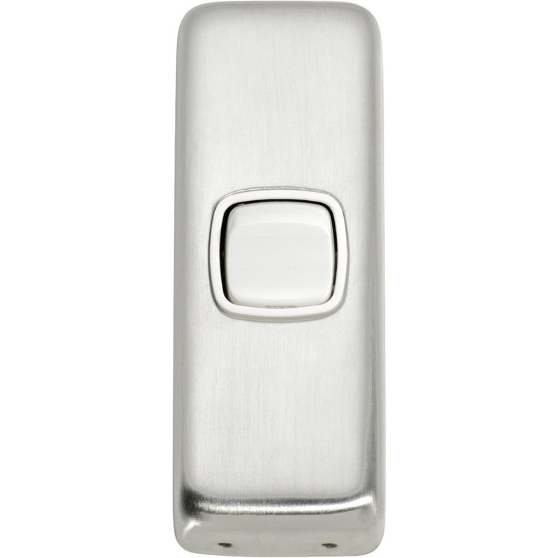 Switch Flat Plate Rocker 1 Gang White Satin Chrome