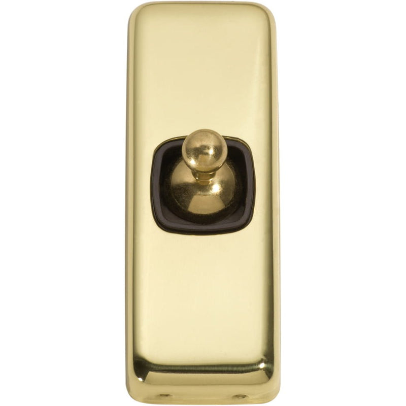 Switch Flat Plate Toggle 1 Gang Brown Polished Brass