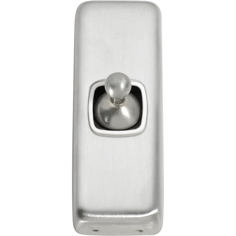 Switch Flat Plate Toggle 1 Gang White Satin Chrome