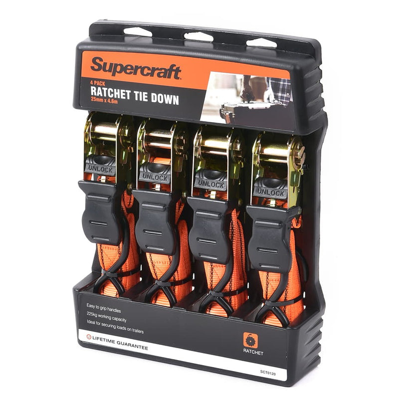 Ratchet Tie Down 4.6m 4pce Supercraft
