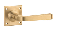 Door Lever Menton Square Rose Pair Unlacquered Satin Brass