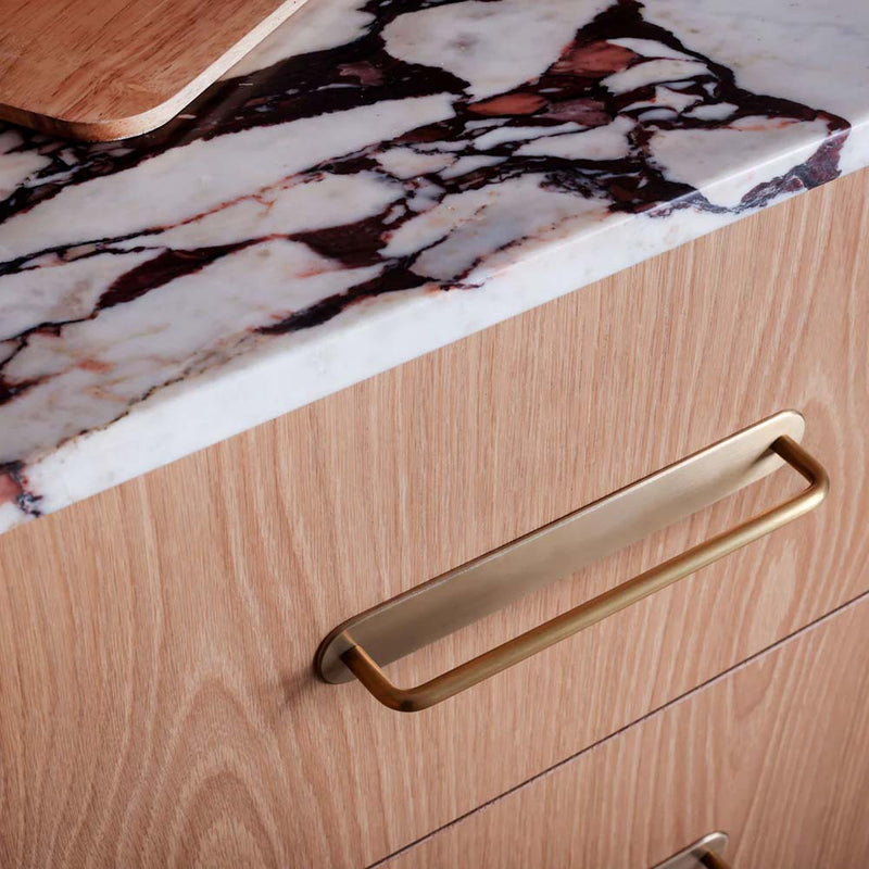 Curved Handle Back Plate 128mm Acid Washed Brass | Paddington Hardware