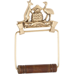 Toilet Roll Holder Coat Of Arms Polished Brass H190xW120mm