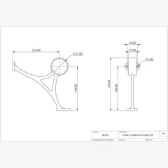Combination Bar Bracket Polished Brass 51mm