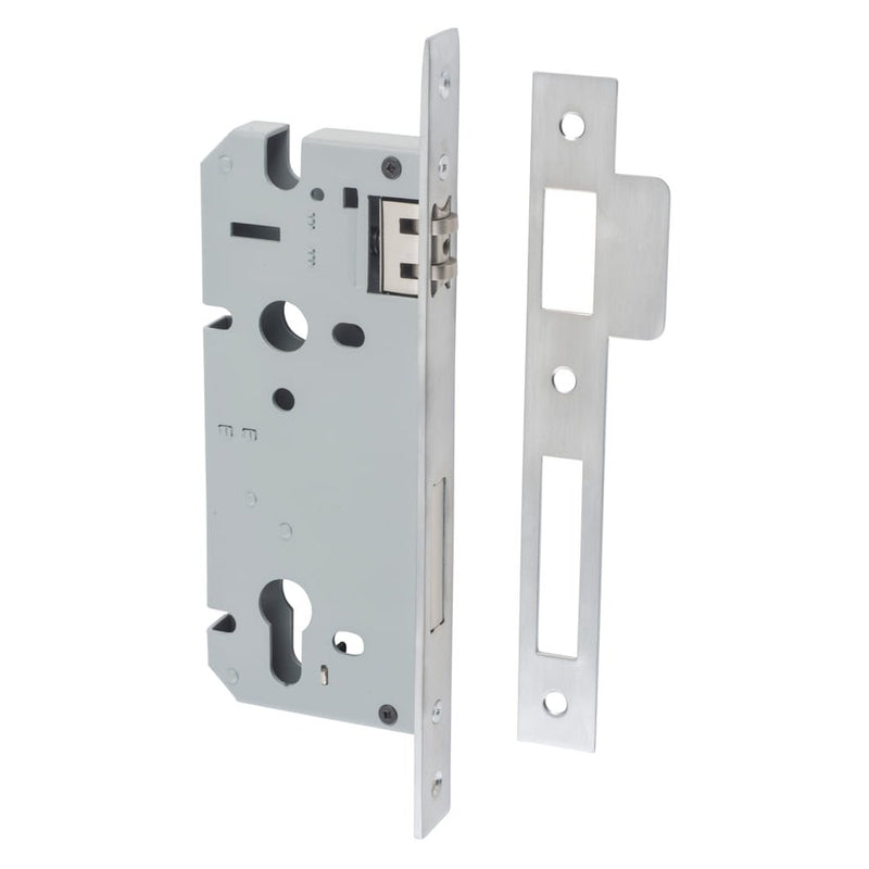 Mortice Lock Roller Euro Brushed Chrome CTC85mm Backset 45mm