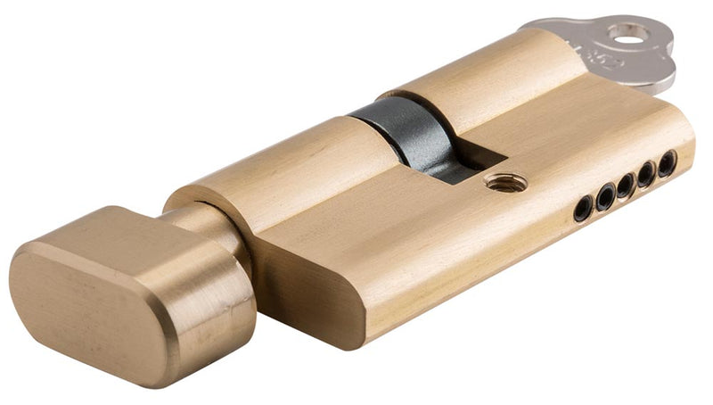 SDG Euro Cylinder Key Thumb 5 Pin Brushed Brass 65mm