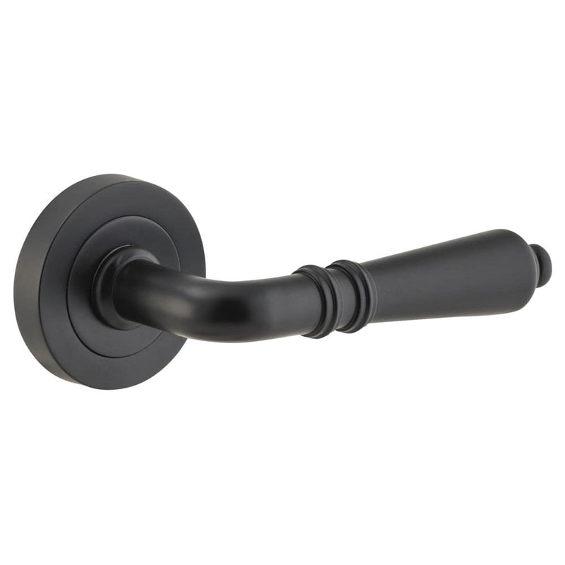 Door Lever Sarlat Round Rose Matt Black