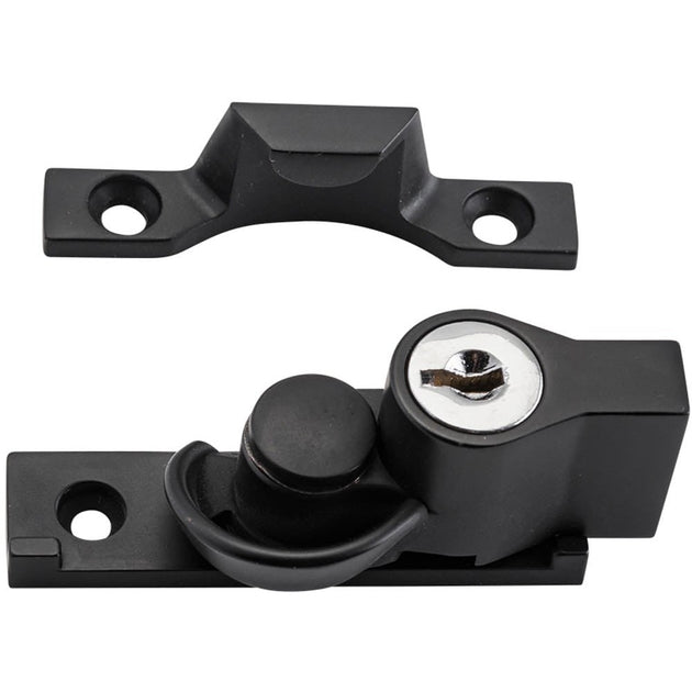 Sash Fastener Locking Narrow Zinc Alloy Matt Black | Paddington Hardware