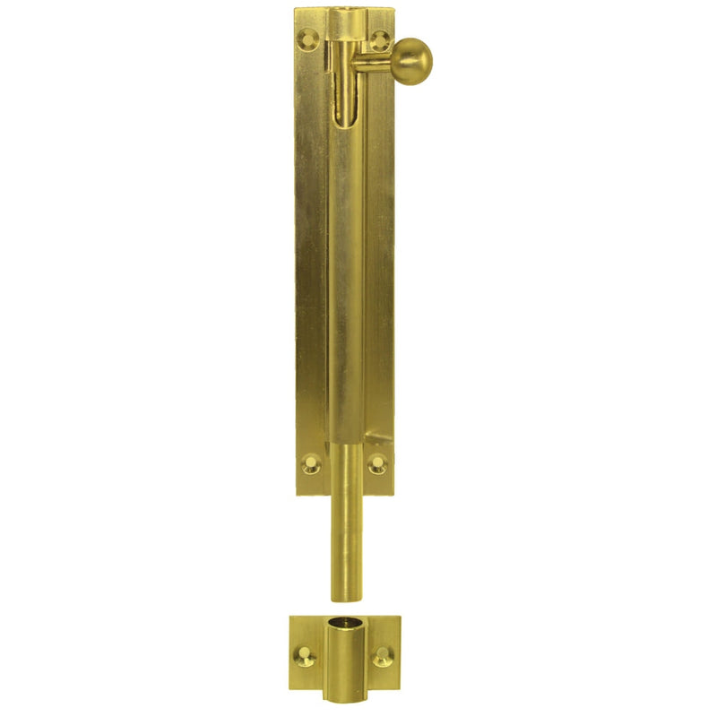 Barrel Bolt Long Throw Polished Brass 150mm