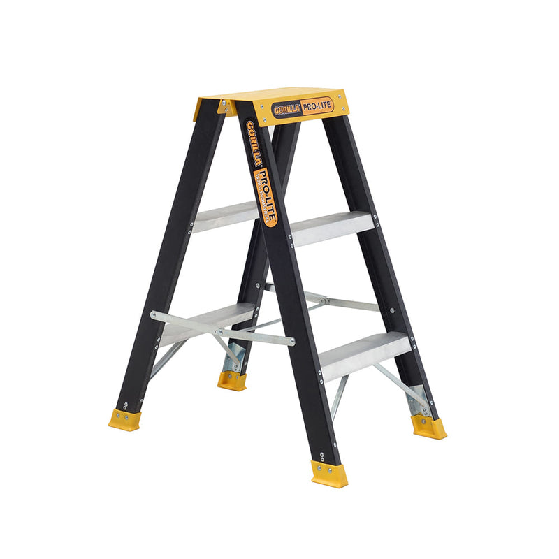 Double sided A-frame ladder 3 Step 0.85m Pro-Lite Fibreglass 150kg Industrial