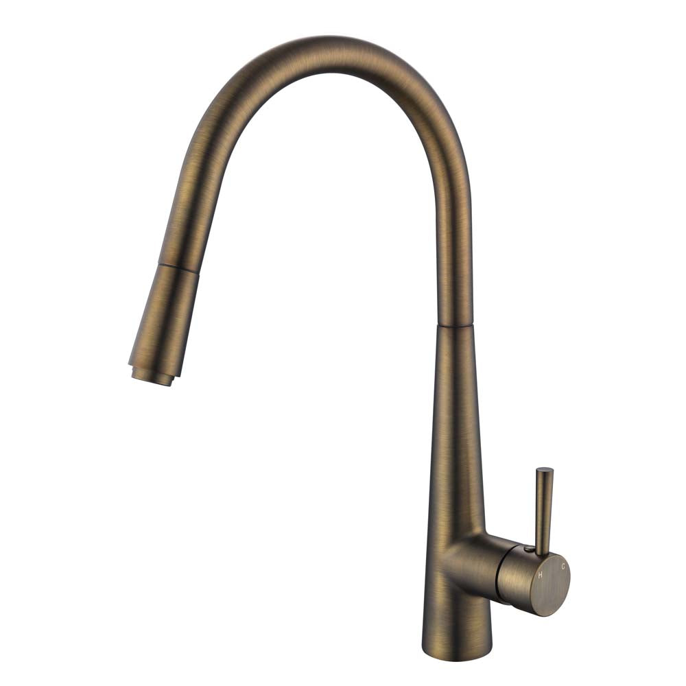 Modern National Kasper Pull-Out Kitchen Mixer Antique Brass
