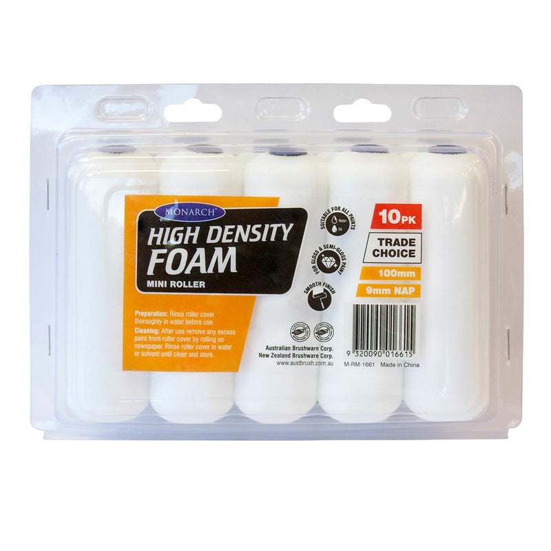 Mini Foam Roller High Density 100 x 9mm 10pk Monarch