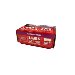 Nails Gun T-Head Zinc 38 x 2.2 Pk1000