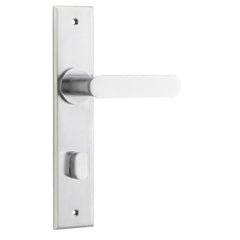 Door Lever Bronte Chamfered Privacy Brushed Chrome H240xW50xP55mm