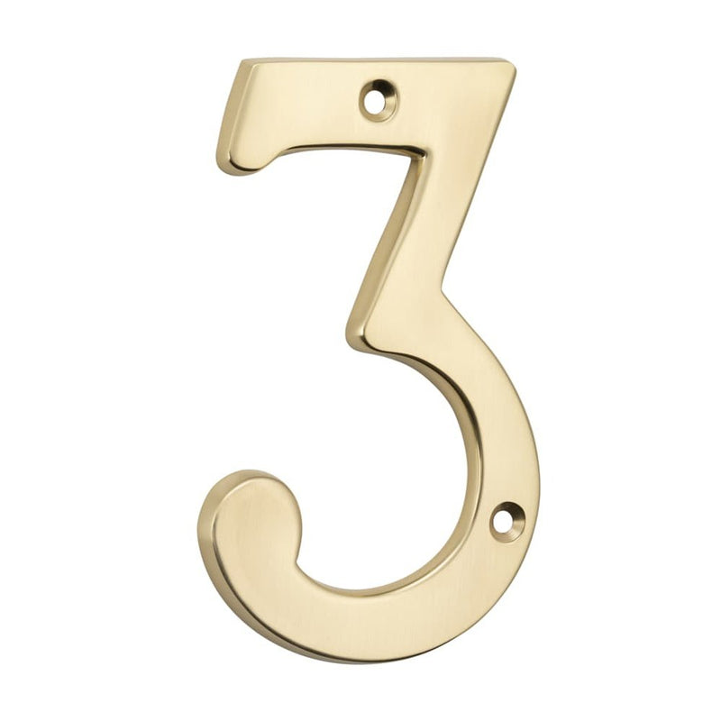 Numeral 3 Polished Brass H100mm