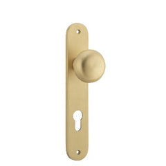 Door Knob Cambridge Oval Euro Brushed Brass