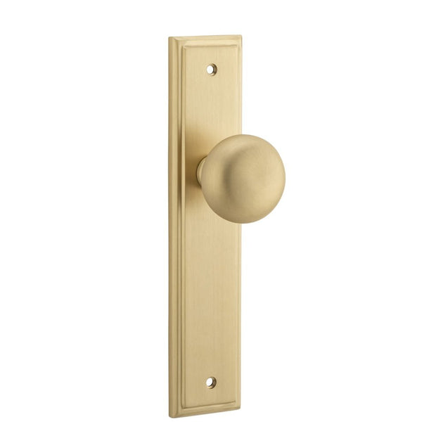 Door Knob Cambridge Stepped Latch Brushed Brass | Paddington Hardware