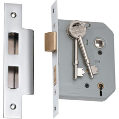 Mortice Lock 5 Lever Chrome Plated CTC57mm Backset 57mm