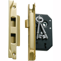 Mortice Lock 3 Lever Rebated Polished Brass CTC57mm Backset 44mm