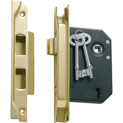 Mortice Lock 3 Lever Rebated Polished Brass CTC57mm Backset 57mm