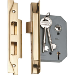 Mortice Lock 5 Lever Rebated Polished Brass CTC57mm Backset 57mm