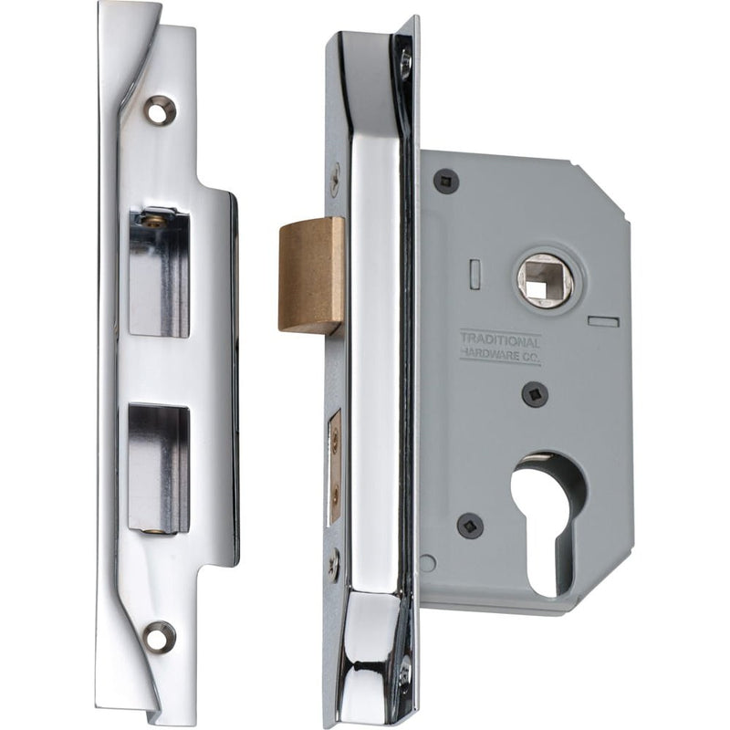Mortice Lock Euro Rebated Chrome Plated CTC47.5mm Backset 46mm