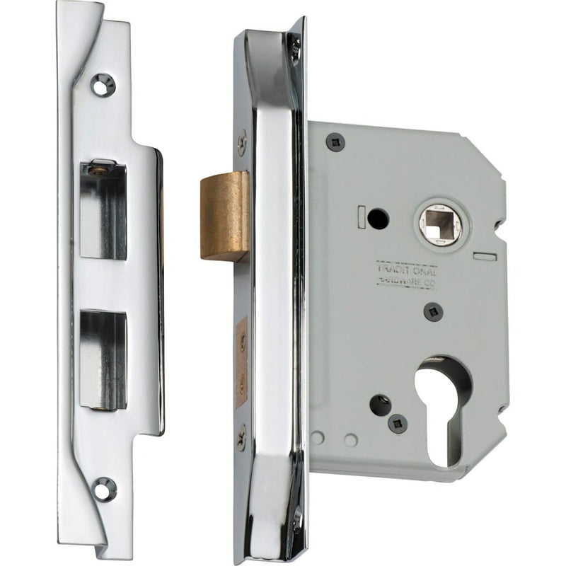 Mortice Lock Euro Rebated Chrome Plated CTC47.5mm Backset 57mm