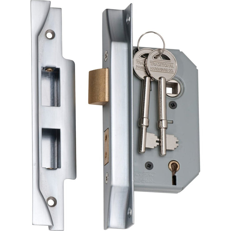 Mortice Lock 5 Lever Rebated Satin Chrome CTC57mm Backset 46mm