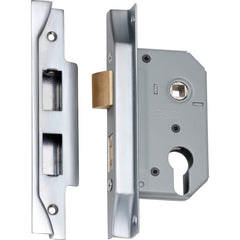 Mortice Lock Euro Rebated Satin Chrome CTC47.5mm Backset 46mm