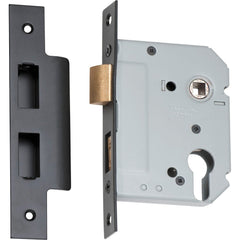 Mortice Lock Euro Matt Black CTC47.5mm Backset 57mm