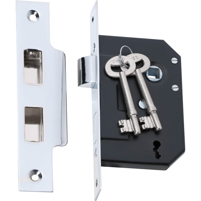 Mortice Lock 3 Lever Chrome Plated CTC57mm Backset 44mm