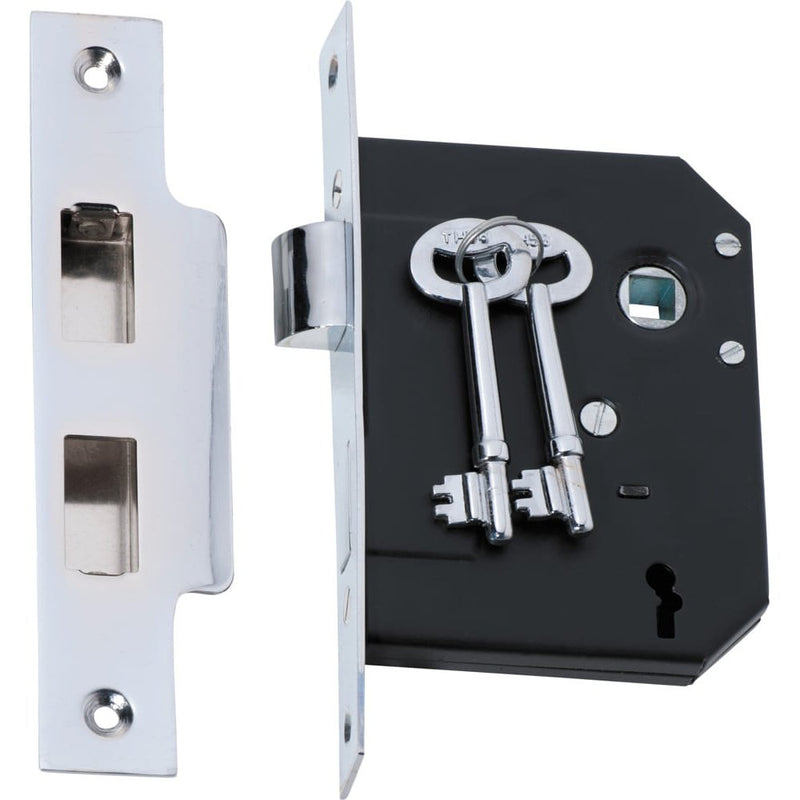 Mortice Lock 3 Lever Chrome Plated CTC57mm Backset 57mm