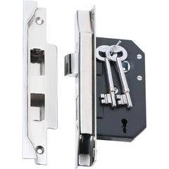 Mortice Lock 3 Lever Rebated Chrome Plated CTC57mm Backset 44mm